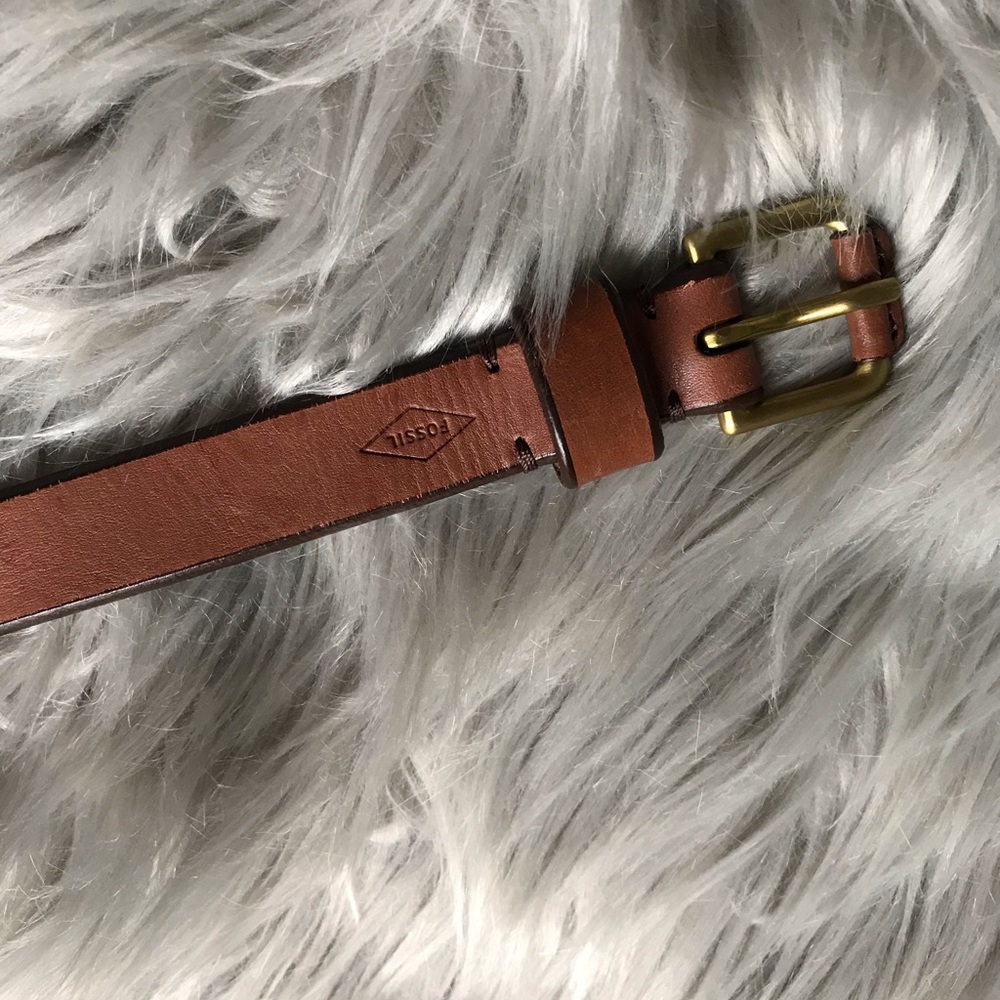 Brown Fossil belt with gold details